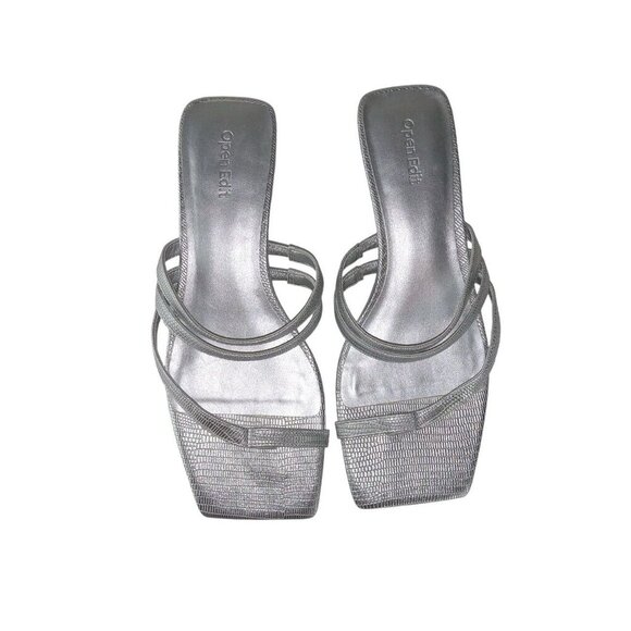 Open Edit Jagger Kitten Heel Sandals Women's Sliver Size US 8 - Picture 9 of 10